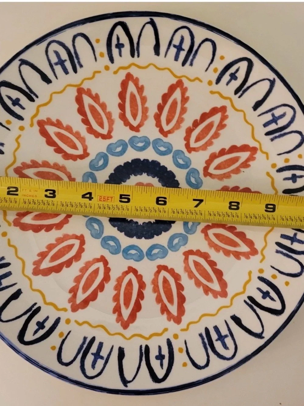 Hobby Lobby 4pk Medallion Dinner & Salad Plates Azteca Blue Red Spanish Tile